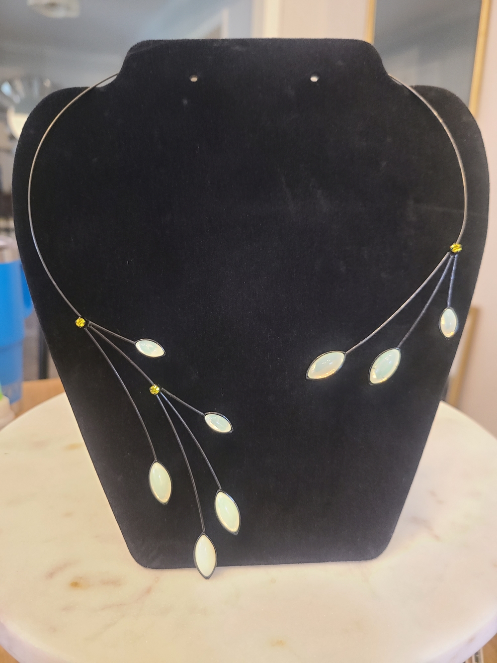 Opalescent Teardrop Branch Necklace — White/Opalescent - Picture 2 of 6